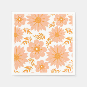 Retro Vintage Peach Fuzz Orange Flower Pattern Napkin