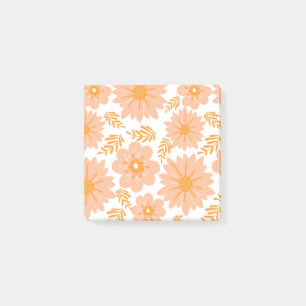 Retro Vintage Peach Fuzz Orange Flower Pattern Post-it Notes