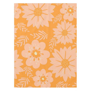 Retro Vintage Peach Fuzz Orange Flower Pattern Tablecloth