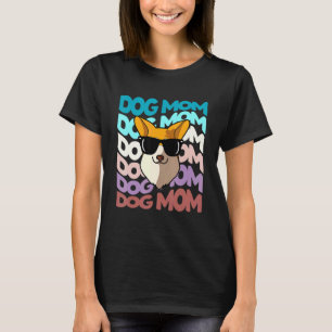 Retro Vintage Pembroke Corgi Dog Mom Cool Sunglass T-Shirt