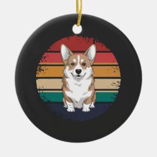 Retro Vintage Pembroke Welsh Corgi Lover Dog Gifts Ceramic Ornament