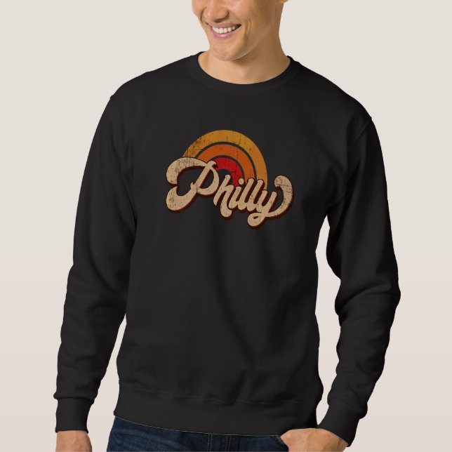 Retro Vintage Philly Rainbow Vacation Souvenir Phi Sweatshirt (Front)