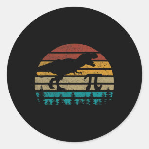 Retro Vintage Pi 3.14 Dinosaur Silhouette Funny Pi Classic Round Sticker
