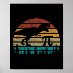 Retro Vintage Pi 3.14 Dinosaur Silhouette Funny Pi Poster