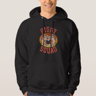 Retro Vintage Piggy Squad, Funny Farm Animal Lover Hoodie