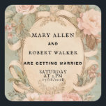 Retro vintage pink and mint floral Sticker<br><div class="desc">Retro vintage pink and mint floral frame wedding. Charming florals, pastel pinks, and minty hues create a dreamy vintage vibe. This invitation is made for fairy-tale “I do’s” with a retro twist. Soft, sweet, and full of personality. This is the perfect prelude to a magical day. Customize this design with...</div>