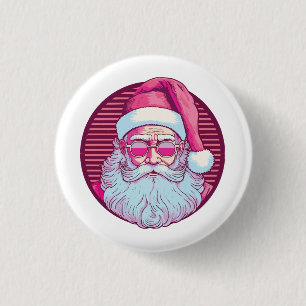Retro vintage pink santa claus 3 cm round badge