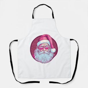 Retro vintage pink santa claus apron