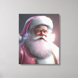 Retro Vintage Pink Santa Claus Canvas Print