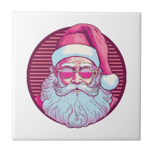 Retro vintage pink santa claus ceramic tile
