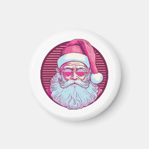 Retro vintage pink santa claus magnet
