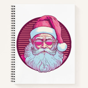 Retro vintage pink santa claus notebook