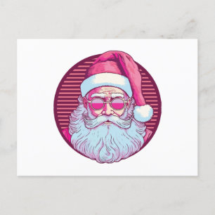 Retro vintage pink santa claus  postcard