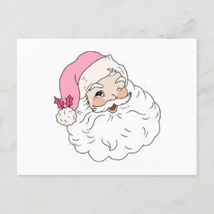 Retro Vintage Pink Santa Claus Postcard