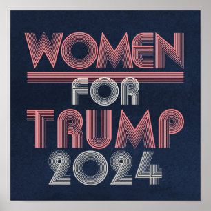 Retro Vintage Pink Women for Trump 2024 Poster