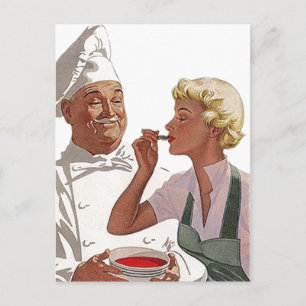 Retro Vintage Postcard Chef Cooking Cook Try Soup