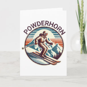 Retro Vintage Powderhorn Colorado Ski Resort Winte Card