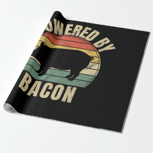 Retro Vintage Powered By Bacon BBQ   BBQ Lovers Wrapping Paper
