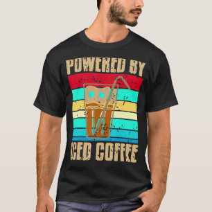 Retro Vintage Powered By Iced Coffee Cool Present T-Shirt
