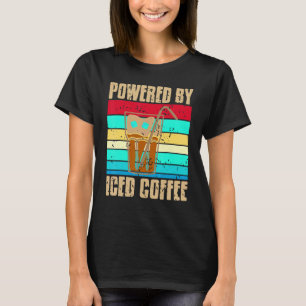 Retro Vintage Powered By Iced Coffee Cool Present  T-Shirt