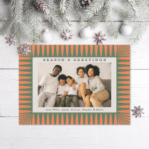 Retro Vintage Print Seasons Greetings Photo Holiday Card