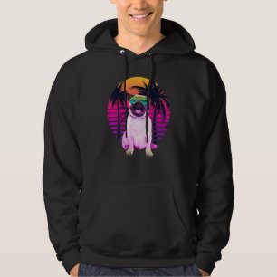 Retro Vintage Pug Dog Tropical Beach Summer Vacat Hoodie