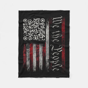 Retro Vintage Qr American Flag Funny Trump Dance C Fleece Blanket