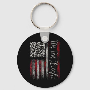 Retro Vintage Qr American Flag Funny Trump Dance C Key Ring