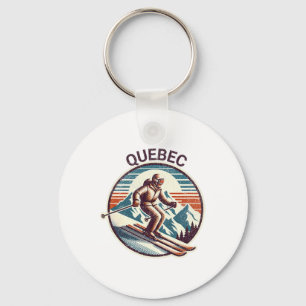 Retro Vintage Quebec Canada Ski Resort Winter Skii Key Ring