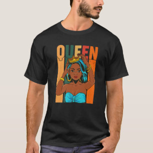 Retro Vintage Queen Women Melanin Poppin Black Gir T-Shirt