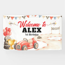 Retro Vintage Race Car Welcome Birthday