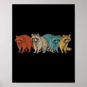 Retro Vintage Racoon Funny Gifts For Men Women Bo Poster