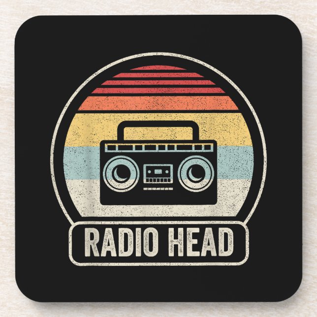 Retro Vintage Radio Head Coaster (Front)