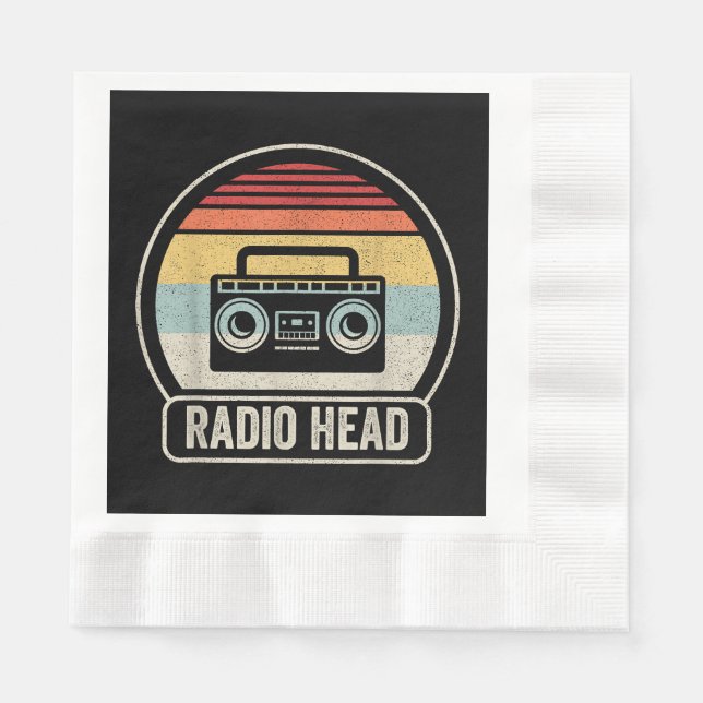 Retro Vintage Radio Head Napkin (Front)