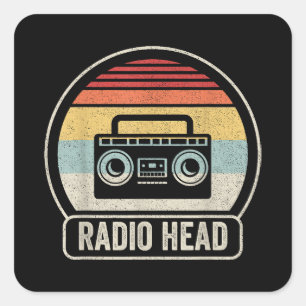 Retro Vintage Radio Head Square Sticker