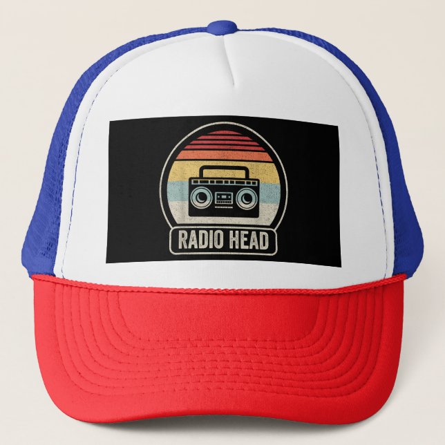 Retro Vintage Radio Head Trucker Hat (Front)