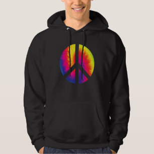 Retro Vintage Rainbow Colours Peace Sign Hoodie