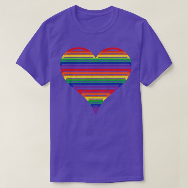 Retro Vintage Rainbow Pride Heart T-Shirt (Design Front)