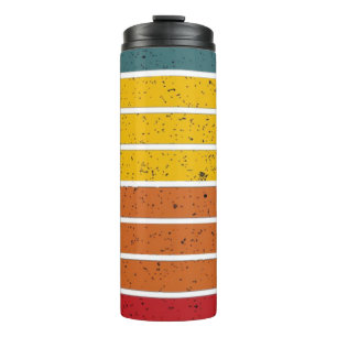 Retro vintage rainbow sunset stripes thermal tumbler