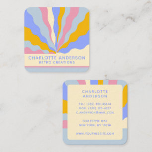 Retro Vintage Rays Abstract Trendy Name Square Business Card