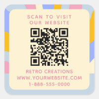 Retro Vintage Rays QR Code Abstract Business