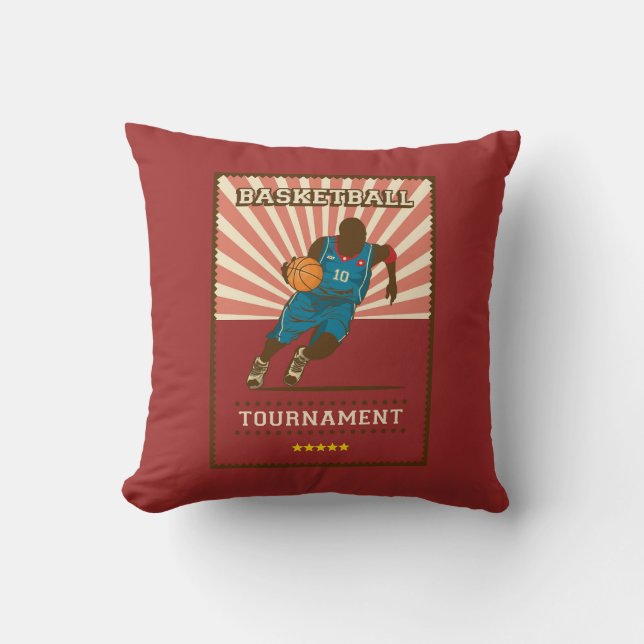 Retro Vintage Red Basketballer  Throw Pillow (Front)