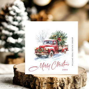 Retro Vintage Red Farm Truck Christmas Greeting Holiday Card