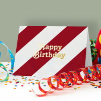 Retro Vintage Red Stripes Happy Birthday