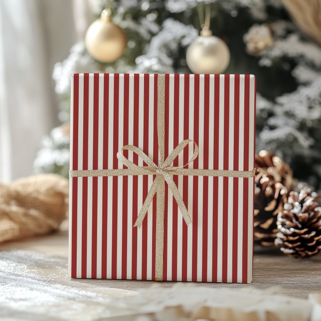 Retro Vintage Red Stripes Wrapping Paper (Creator Uploaded)