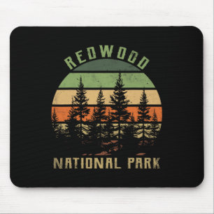 Retro Vintage Redwood National Park For Kids Hikin Mouse Pad