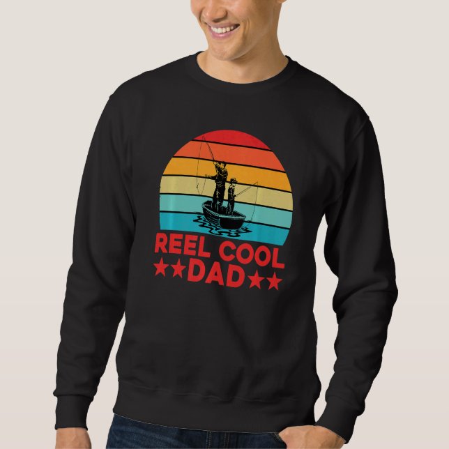 Retro Vintage Reel Cool Dad Fishing  Fisherman Sweatshirt (Front)