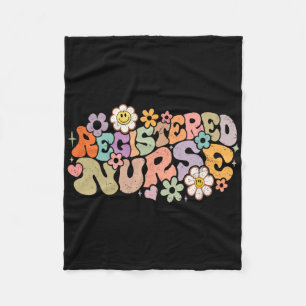 Retro Vintage Registered Nurse Nursing Rn Funny Fleece Blanket