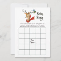 Retro Vintage Reindeer Christmas Baby Shower Bingo
