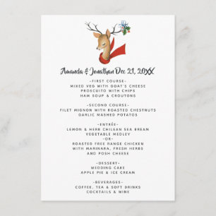 Retro Vintage Reindeer Christmas Wedding Menu